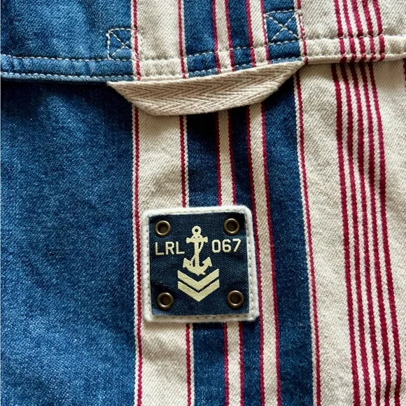 Ralph Lauren Blue and Red Striped Chore Jacket - Large - Picture 4 of 13